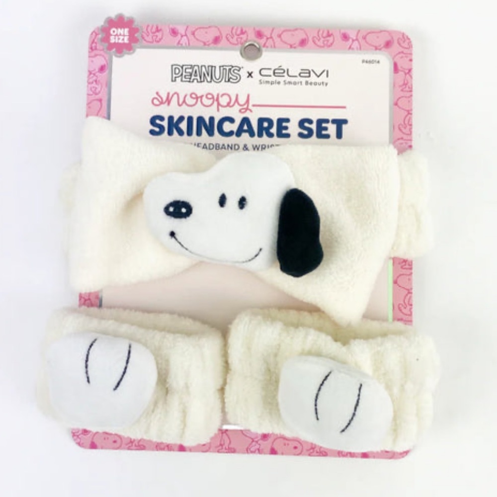 Peanuts Cream Snoopy Spa Headband Set by Celavi collab w/snoopy bnwt